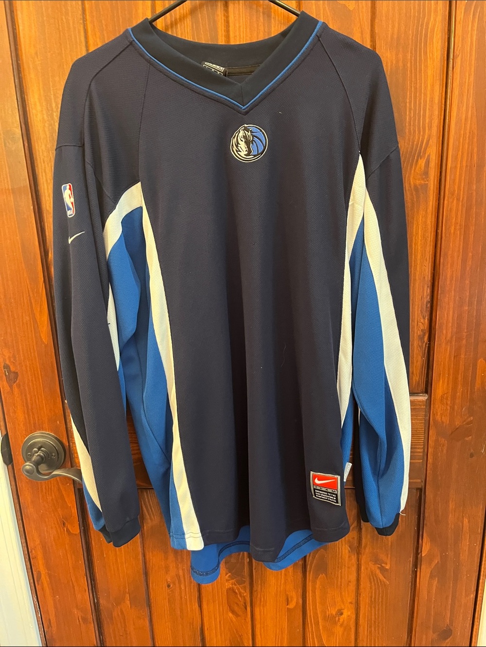 Nike Dallas Mavericks Navy Blue and Royal Blue Long-Sleeve Jersey